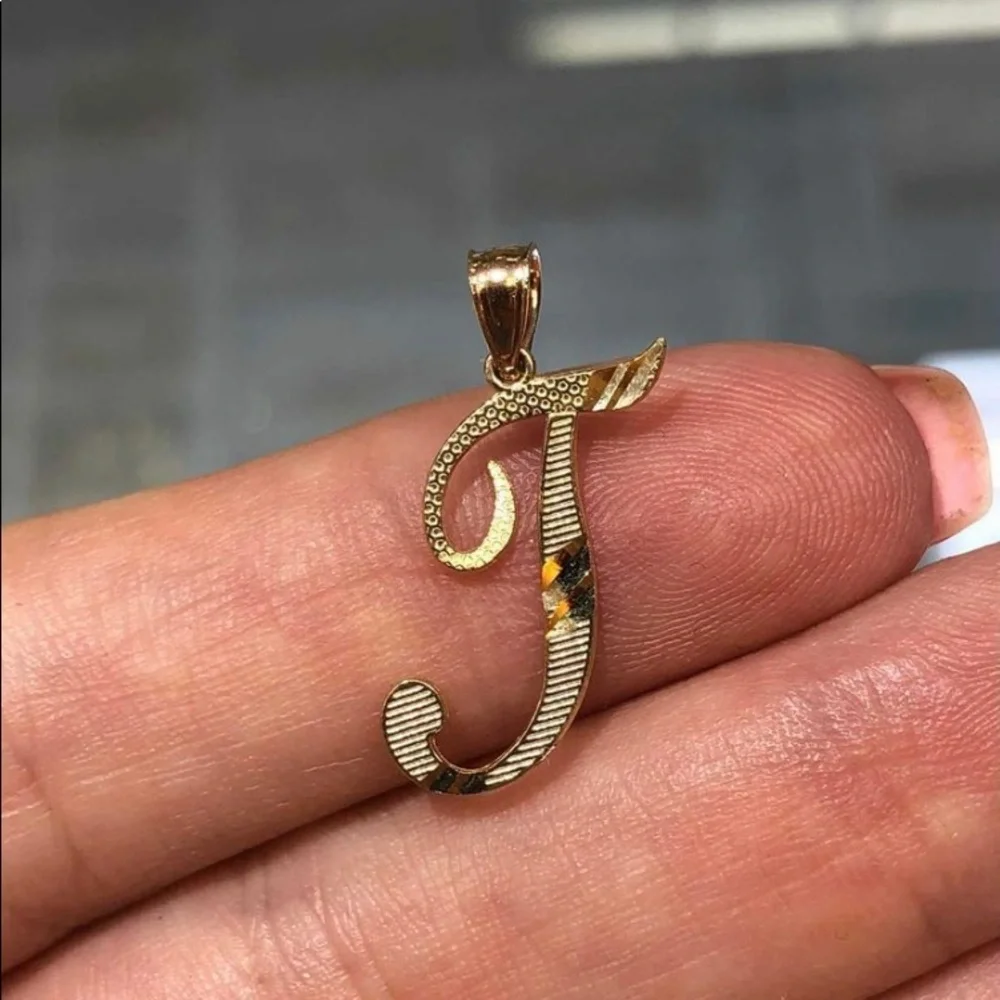 14K yellow Gold initial R Pendant all letters available in all letters
